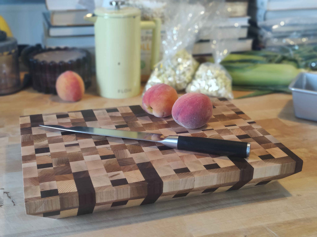 Reclaimed End Grain Cutting Board — Maple & Walnut