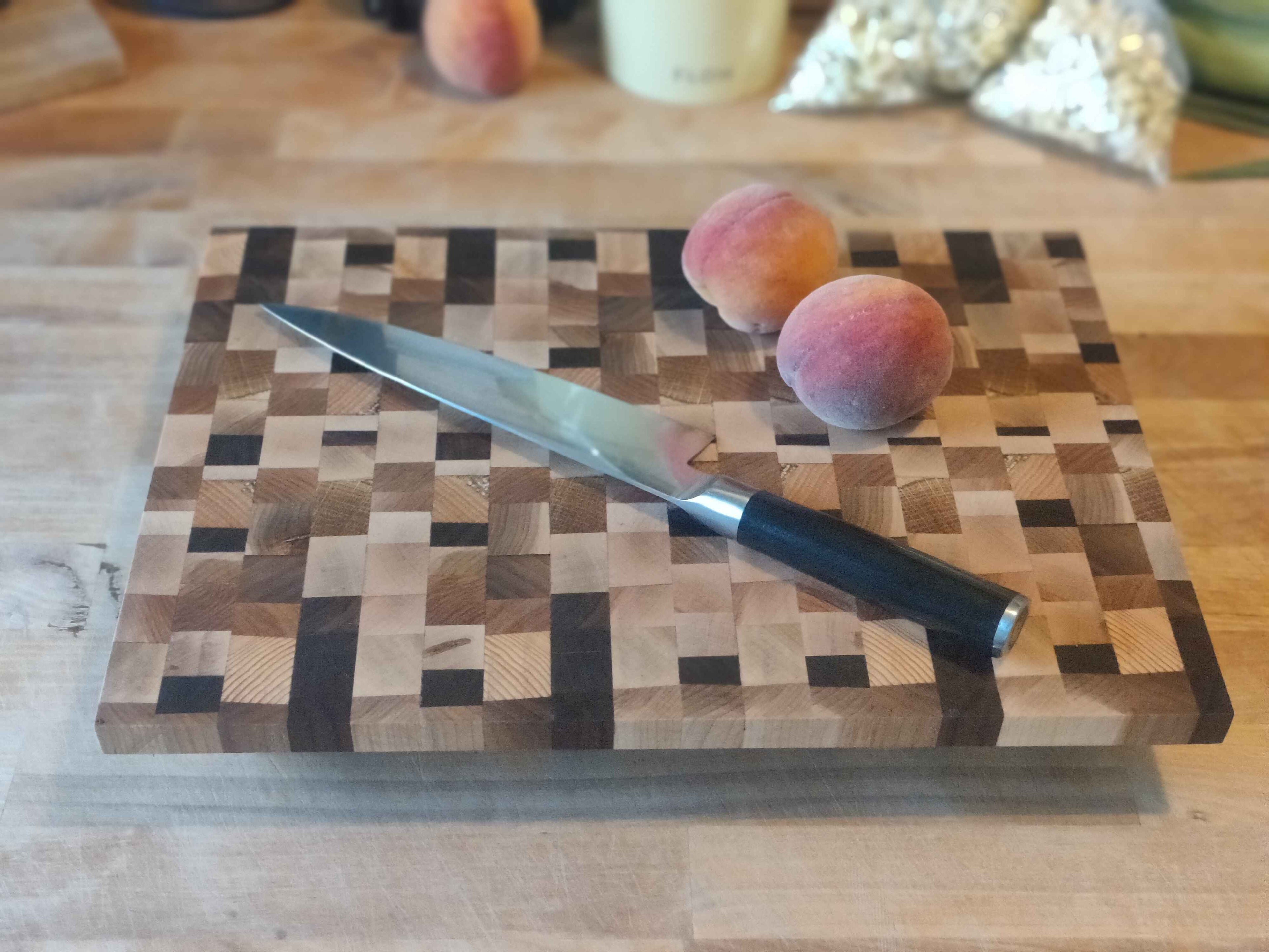 Reclaimed End Grain Cutting Board — Maple & Walnut